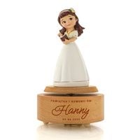 Drewniana Pozytywka Karuzela na Pamiątkę I Komunii Świętej dla Dziewczynki