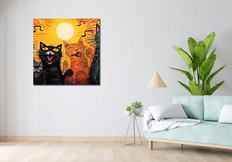 Obraz 90x90cm Kocie Koncertowanie zdjęcie 2