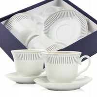 ZESTAW FILIŻANEK Z TALERZYKAMI NA PREZENT 250 ML PORCELANA DO KAWY HERBATY