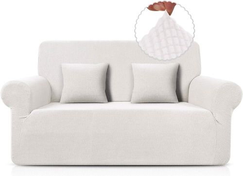 Pokrowiec Na Sofę 2 Osobową Żakardowy Biały na Arena.pl