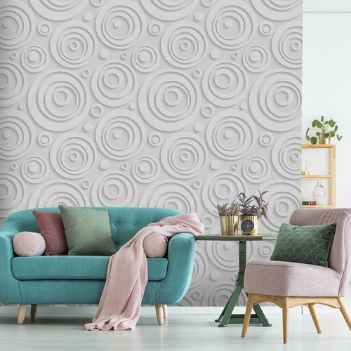 Tapeta Do Salonu Okręgi Wzór GEOMETRYCZNY Efekt 3D na Arena.pl