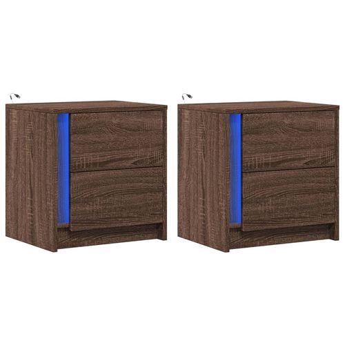 Szafki nocne z oświetleniem LED, 2 szt., kolor brązowy dąb na Arena.pl