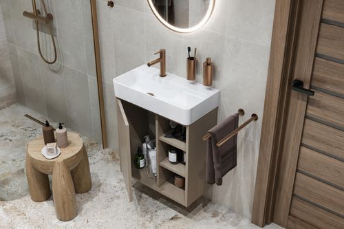 Ness szafka wisząca 57 cm podumywalkowa lakierowana, czarny soft na Arena.pl