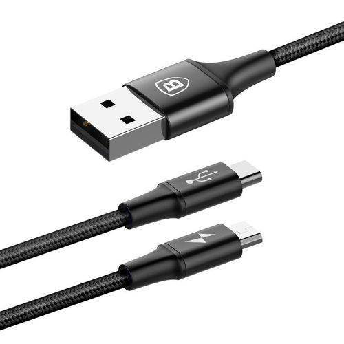 Kabel Usb Baseus Rapid 2W1 Micro + Usb-C 3A 1.2M (Czarny) na Arena.pl