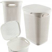 KADAX Kosz Na Pranie Bieliznę Z Pokrywą Pojemnik Duży 55L Biały