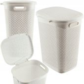 KADAX Kosz Na Pranie Bieliznę Z Pokrywą Pojemnik Duży 55L Biały