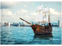 50X70CM ŻAGLOWIEC OBRAZ POKOJU DREWNINE