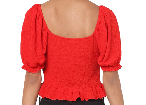 ONLY Solid Polyester Round bluzka damska czerwona r. XL na Arena.pl