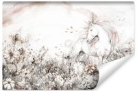 Fototapeta Dziecięca JEDNOROŻEC Styl Boho Kwiaty Akwarele 450cm x 300cm