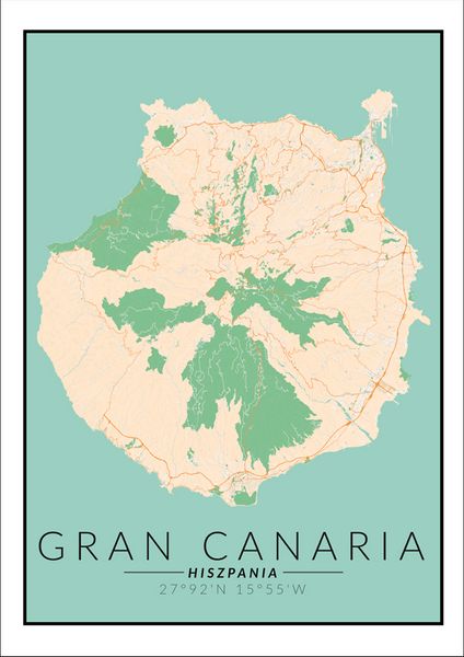 Gran Canaria mapa kolorowa - plakat 40x60 cm zdjęcie 1