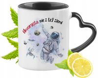 Kubek Czarny Z Uszkiem W Kształcie Serca Dla Akwarysty Na Prezent