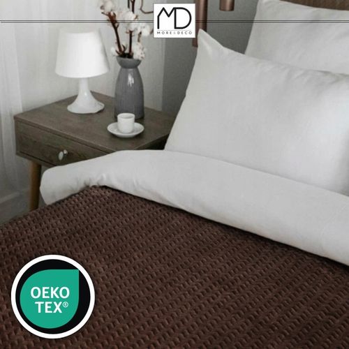 Koc pled narzuta 200x220cm na łóżko ciepły miękki prezent wzór brązowy brąz na Arena.pl