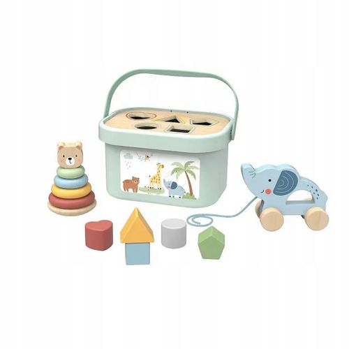 SORTER KLOCKÓW ZESTAW SENSORYCZNY DLA NIEMOWLĄT PIRAMIDKA BOX 3w1 WOOPIE na Arena.pl