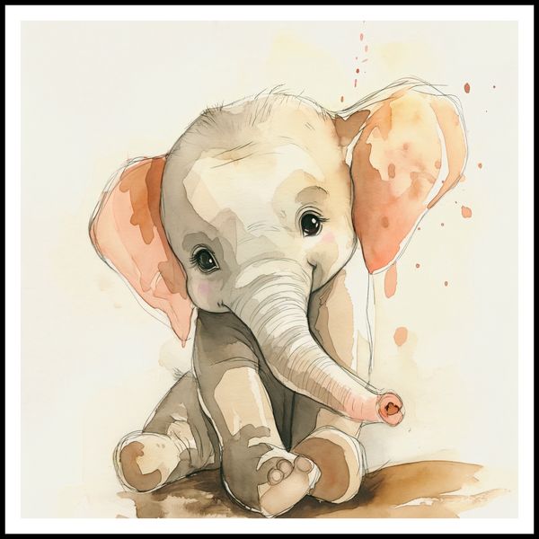 Plakat 100x100cm Siwy Słonik zdjęcie 3