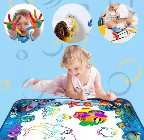 MATA WODNA DO MALOWANIA WODA DLA DZIECI Pieczatki 22 ele DUZA 100x80cm XXL na Arena.pl