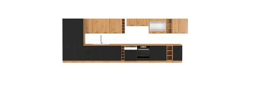 Meble kuchenne MODENA - 260 CM czarny/dąb artisan na Arena.pl