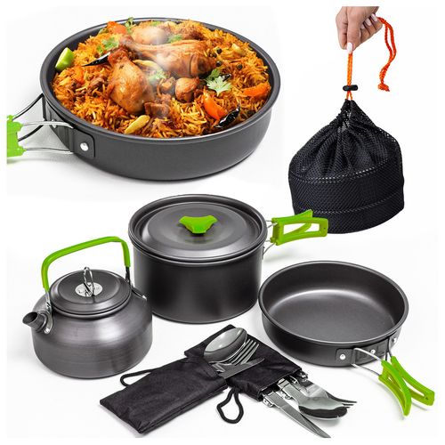 Zestaw Garnków Naczyń Turystycznych Na Kemping Zg4-02 Zielony na Arena.pl