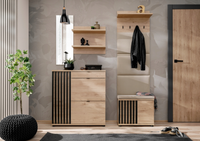 Zestaw Mebli Do Przedpokoju z Lamele 5 Hickory Jackson + Czarny PEROS AM