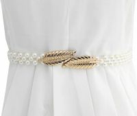 Pasek Damski Wąski Perłowy Elastyczny Perły Biały