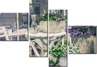 100 70CM OBRAZ 4 ELEM RELAKS WŚRÓD KWIATÓW DRUK PŁÓTNO RAMA