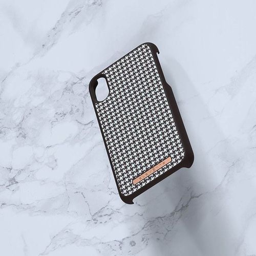 Materiałowe etui iPhone Xs X (Dark Brown Pattern 2) na Arena.pl