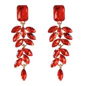 Czerwone eleganckie kolczyki wieczorowe na eleganckie przyjęcie złote