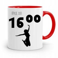 Kubek Czerwony Śmieszny Zabawny Byle Do 16:00 Z Nadrukiem Ze Zdjęciem