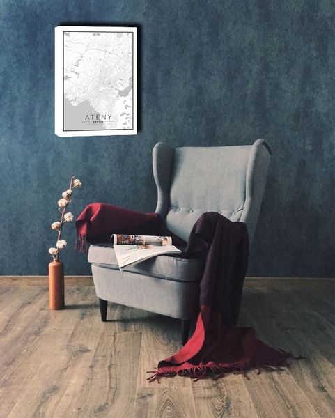 Ateny mapa czarno biała - obraz na płótnie 40x60 cm zdjęcie 2