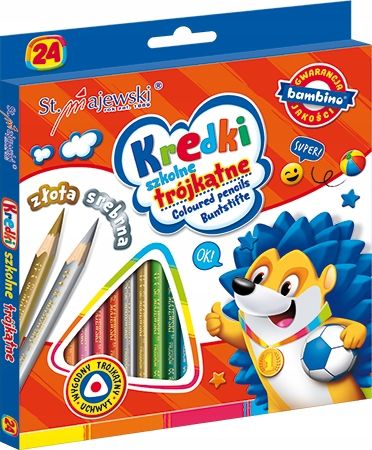 Kredki Trójkątne Szkolne Ołówkowe 24 kol. Złota Srebrna Bambino na Arena.pl