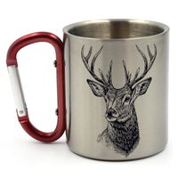 KUBEK Z JELENIEM. METALOWY KUBKE Z KARABIŃCZYKIEM, 300ML