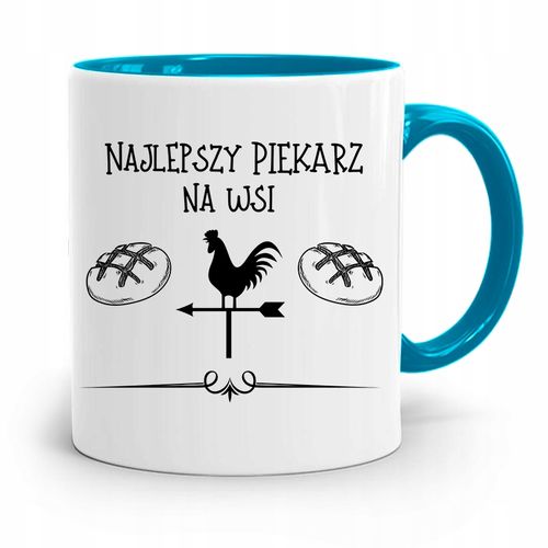 Kubek Błękitny Dla Najlepszego Piekarza Na Wsi Z Nadrukiem Ze Zdjęciem na Arena.pl