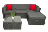 Zestaw meble ogrodowe MODŁOWY rattanowe SOFA NAROŻNIK + PUF +STOLIK CIEMNY