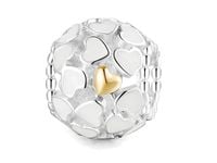 Rodowany srebrny charms do pandora złote serce serduszko heart srebro 925 FL062