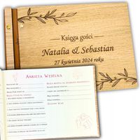 KSIĘGA GOŚCI WESELNYCH z ANKIETAMI ŚLUB personalizowana drewniana PAMIĄTKA