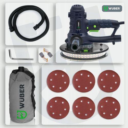 SZLIFIERKA DO GIPSU GŁADZI 180MM SIECIOWA Z TAŚMĄ LED + 6 PAPIERÓW na Arena.pl