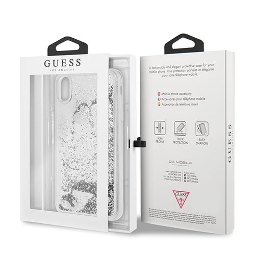 GUESS HARD CASE GLITTER - iPhone XS - SILVER na Arena.pl