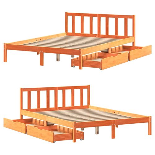 Rama łóżka bez materaca, woskowy brąz, 140x190 cm, lita sosna na Arena.pl