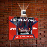 nadruk UV TABLICZKA reklamowa z lampą SZYLD 40x30 dibond AUTO MYJNIA