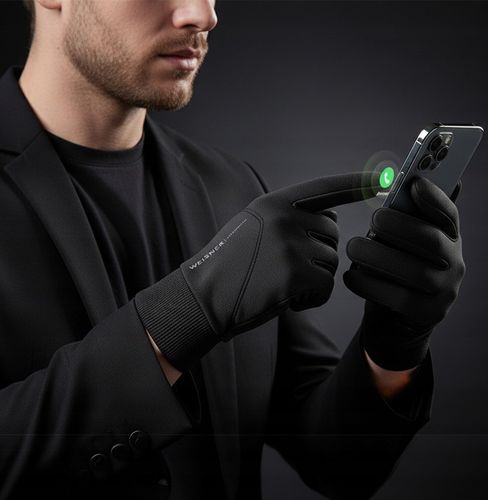 WEISNER GO | RĘKAWICZKI CZARNE MĘSKIE ZIMOWE SAMOCHODOWE ROWEROWE na Arena.pl