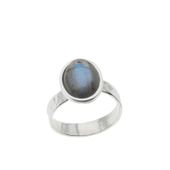 Pierścionek z Labradorytem owalnym w srebrze młotkowanym 14 (Średnica wewnętrzna 17 mm) +/- 2 rozmiary regulacji