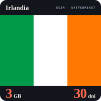 Karta eSIM Internet Irlandia 3 GB na 30 dni - bez rejestracji