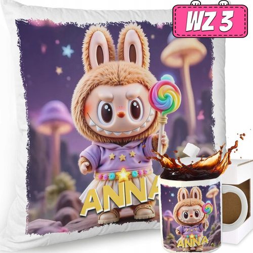 ZESTAW PODUSZKA KUBEK SŁODKI POTWOREK LABUBU LALKA WZORY PREZENT IMIĘ na Arena.pl