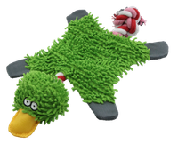 Pluszowa zabawka dla psa zielona kaczka z piszczałką 29x18cm UNIQ PETS