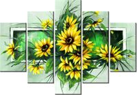 105CM 150CM OBRAZ 5 ELEM SŁONECZNIKI ZIELENI DRUK