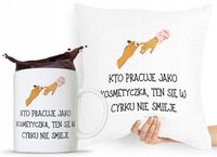 Zestaw Poduszka + Kubek Kosmetyczki Makijażystki Z Nadrukiem Ze Zdjęciem