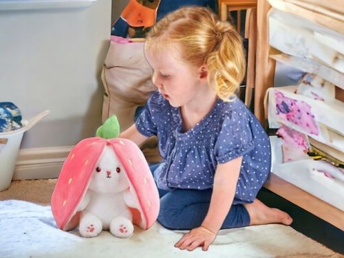 Maskotka Króliczek W TRUSKAWCE RÓŻOWY KRÓLIK ZAJĄC PLUSZAK MIŚ 2w1 40cm na Arena.pl