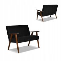 Sofa w stylu PRL retro vintage SOLER Family Meble czarny welur Angel