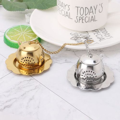 Zaparzacz do herbaty - mini czajniczek na herbatę - stalowy Złoty na Arena.pl