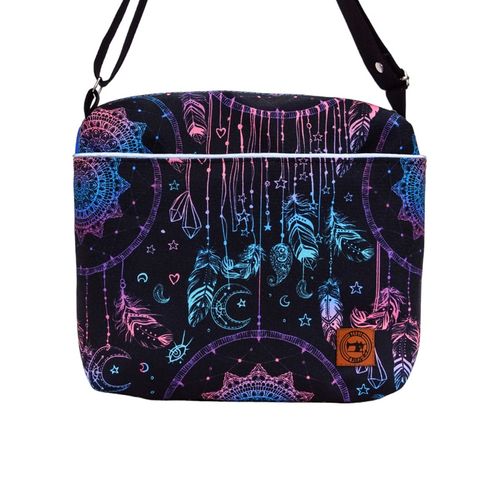 Torebka Na Ramię z Motywem Łapaczy Snów i Niebieską Ekoskórą – Handmade na Arena.pl