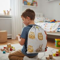 Plecak Worek Bawełniany dla dzieci Sowa i Królik
